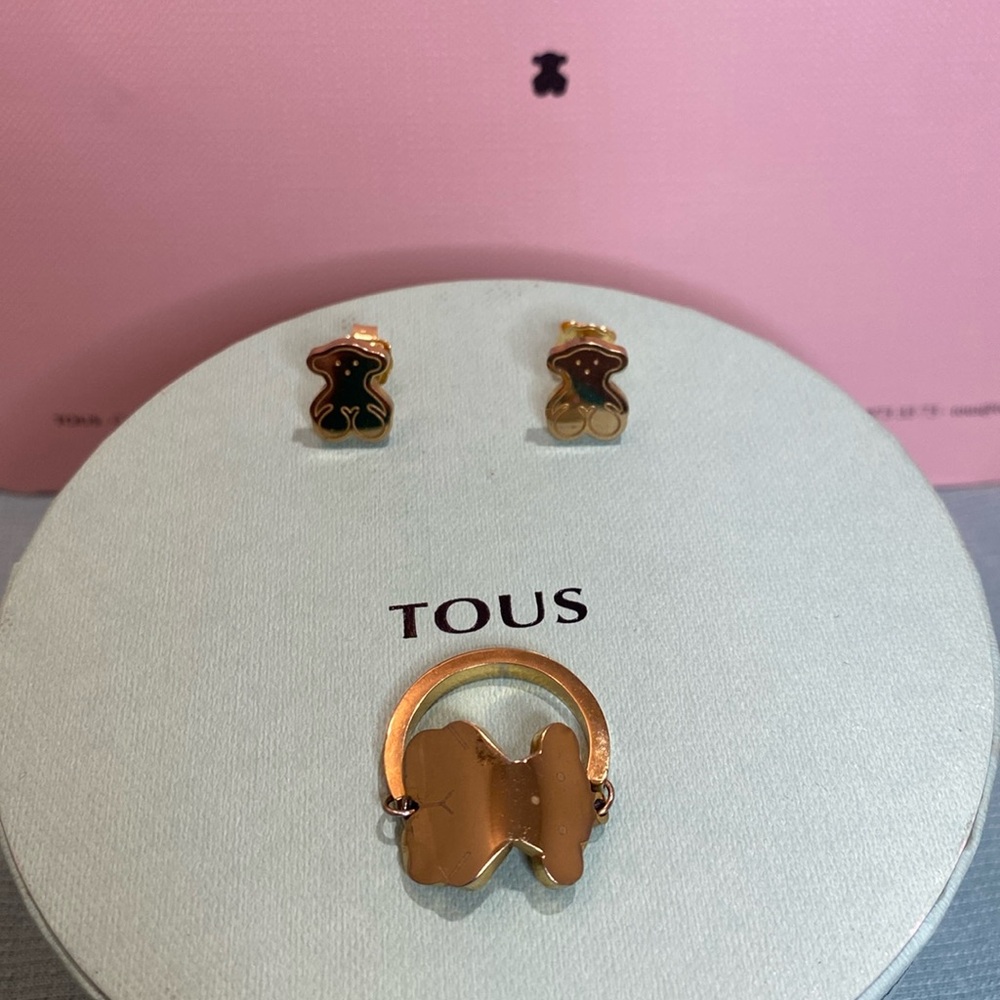 Tous  gold vermeil ring size 7 and earrings